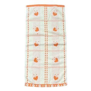 Vintage Jinlan Orange Teddy Bear Cotton Hand Towel 27 x 13 Hearts Flowers Kawaii
